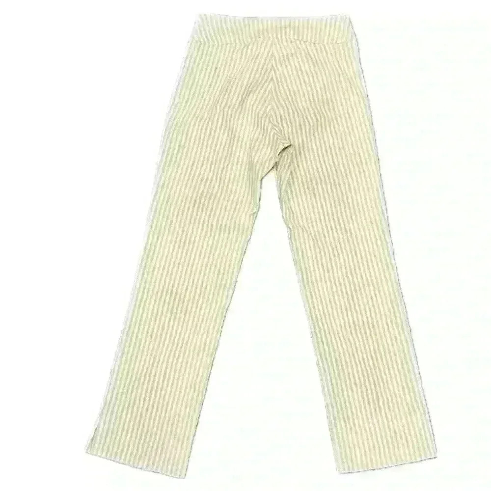 Krazy Larry Women's Stretch Linen Wide Ankle, Oatmeal striped size 2 - Picture 4 of 10